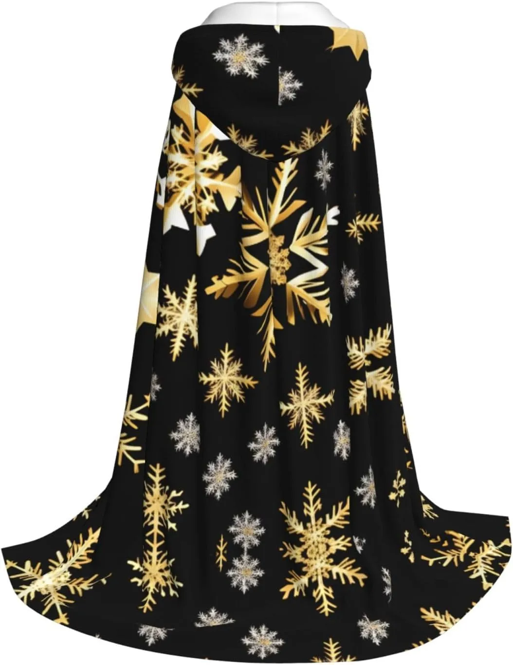 Golden Christmas Snowflakes Hooded Cloak Coat Winter Warm Long Cloak Cosplay Costumes Outerwear Carnivals