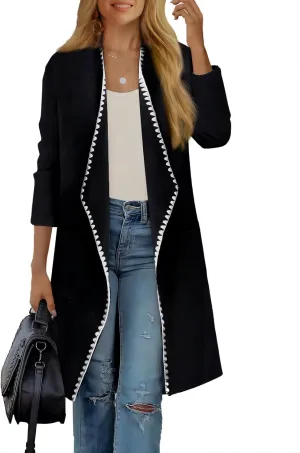 GRACE KARIN Women's 2024 Long Cardigan Sweater Lightweight Knit Blazer Jacket Long Sleeve Coatigan with Pockets
