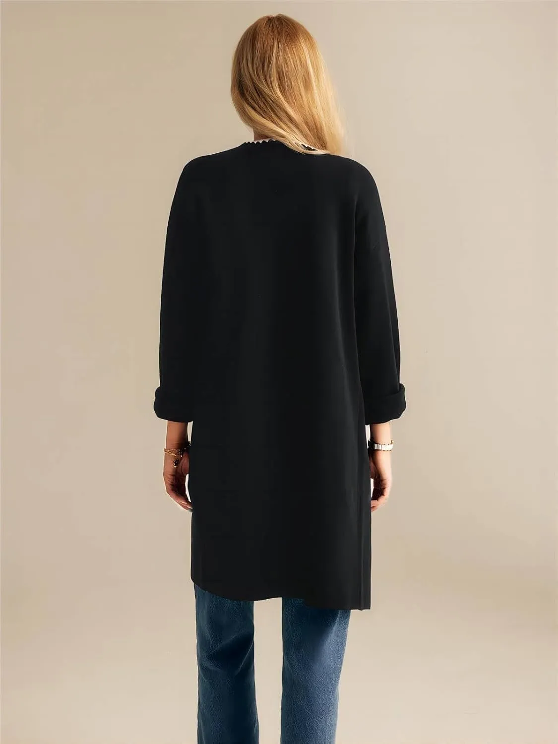 GRACE KARIN Women's 2024 Long Cardigan Sweater Lightweight Knit Blazer Jacket Long Sleeve Coatigan with Pockets