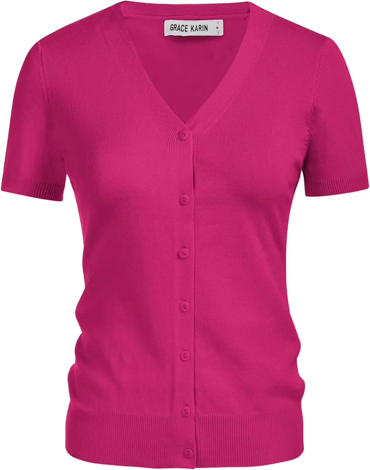 GRACE KARIN Womens 2025 Basic Summer Short Sleeve Cardigan Sweaters Lightweight V-Neck Button Down Cropped Shrug Sweater Tops