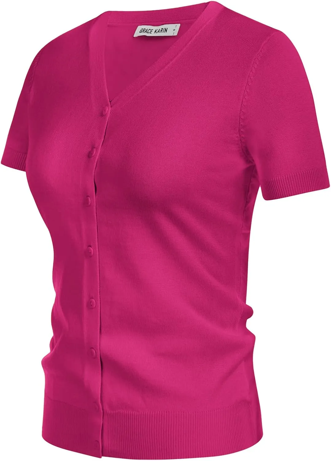 GRACE KARIN Womens 2025 Basic Summer Short Sleeve Cardigan Sweaters Lightweight V-Neck Button Down Cropped Shrug Sweater Tops