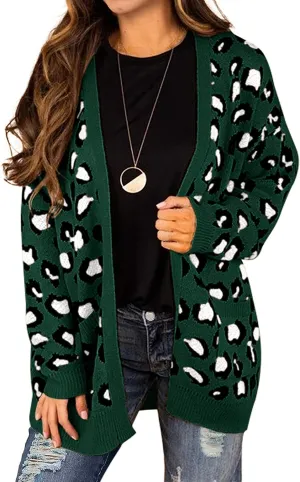 GRECERELLE Women's Long Sleeve Loose Knit Cable Open Front Button Down Cardigan Sweater Outerwear Coat with Pockets