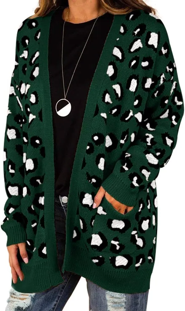 GRECERELLE Women's Long Sleeve Loose Knit Cable Open Front Button Down Cardigan Sweater Outerwear Coat with Pockets