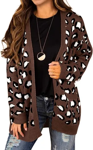 GRECERELLE Women's Long Sleeve Loose Knit Cable Open Front Button Down Cardigan Sweater Outerwear Coat with Pockets