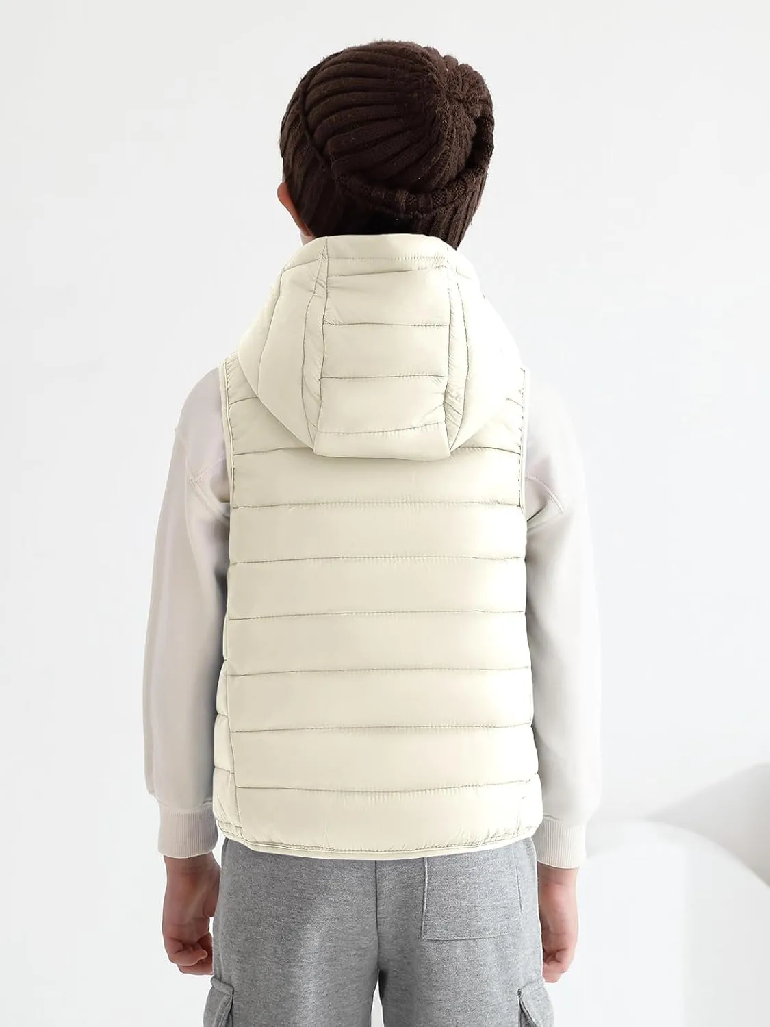 Haloumoning Boys Puffer Vest Kids Sleeveless Lightweight Puffy Down Jacket with Hood 4-14 Years