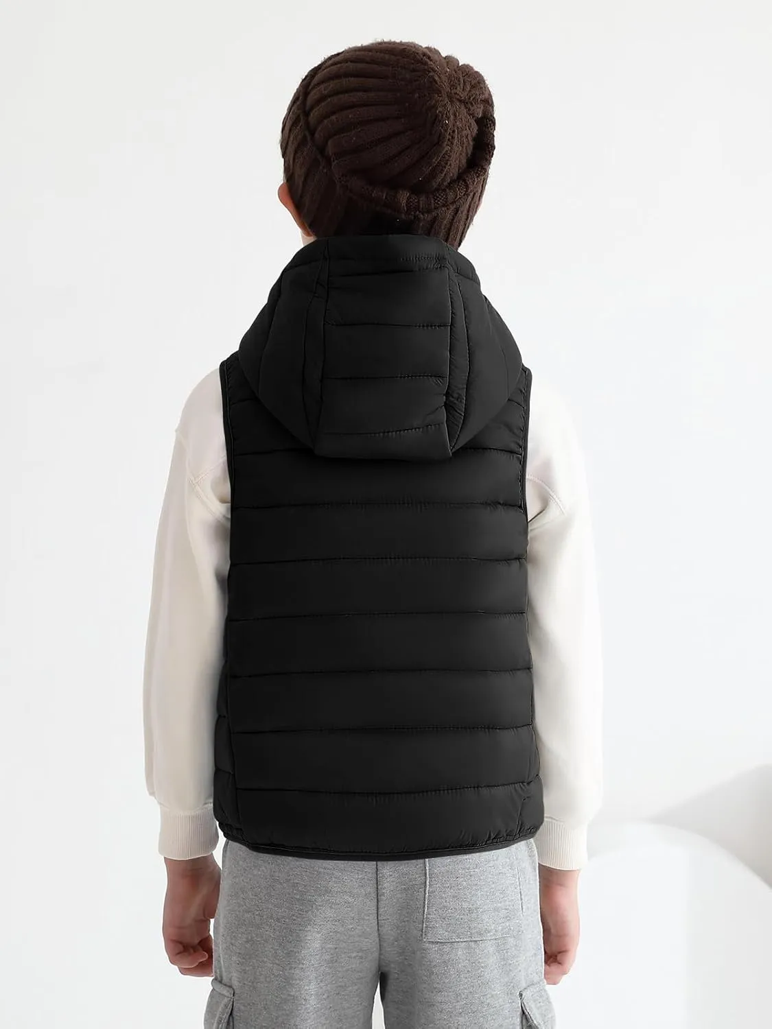 Haloumoning Boys Puffer Vest Kids Sleeveless Lightweight Puffy Down Jacket with Hood 4-14 Years