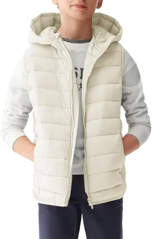Haloumoning Boys Puffer Vest Kids Sleeveless Lightweight Puffy Down Jacket with Hood 4-14 Years