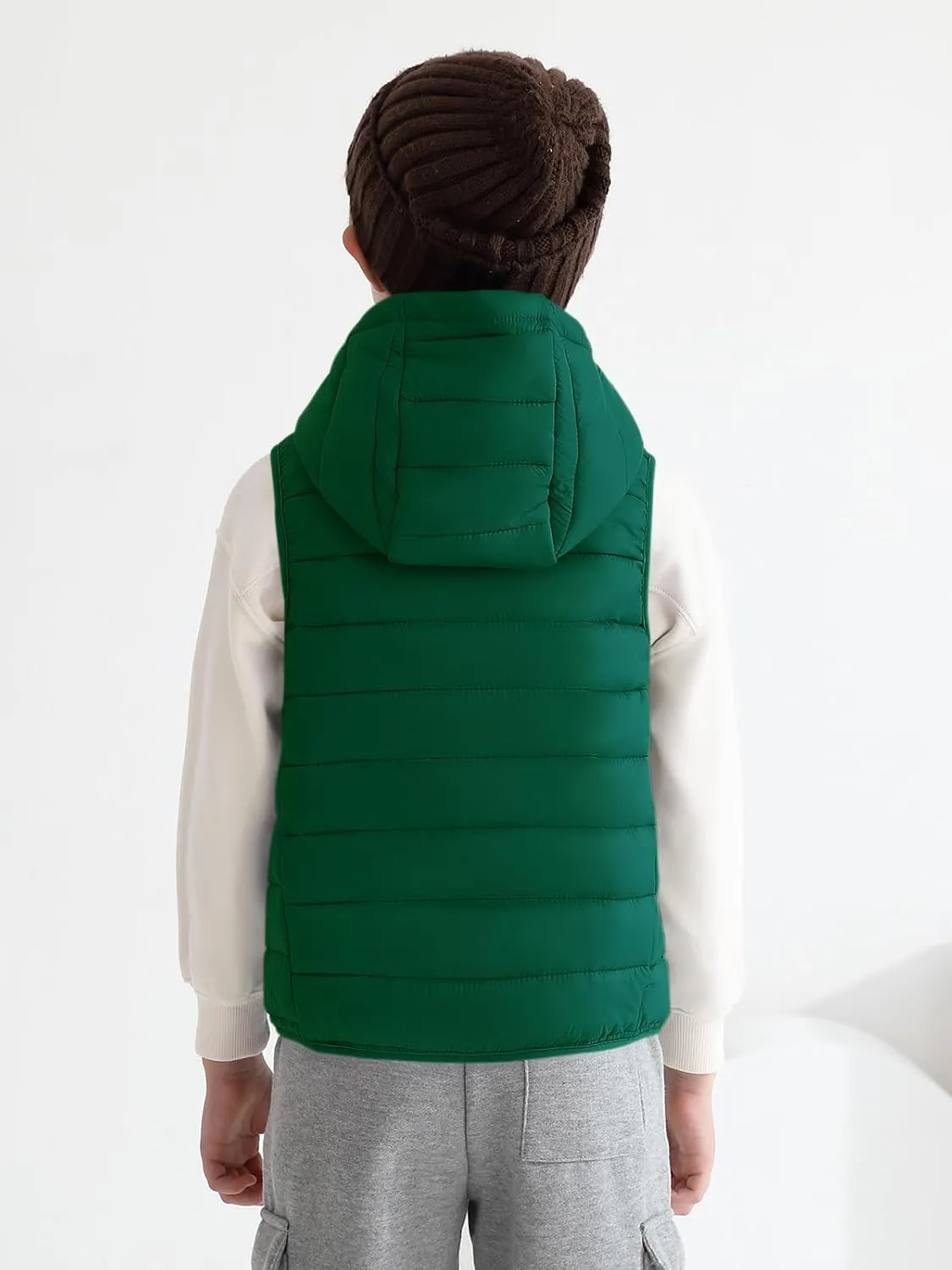 Haloumoning Boys Puffer Vest Kids Sleeveless Lightweight Puffy Down Jacket with Hood 4-14 Years