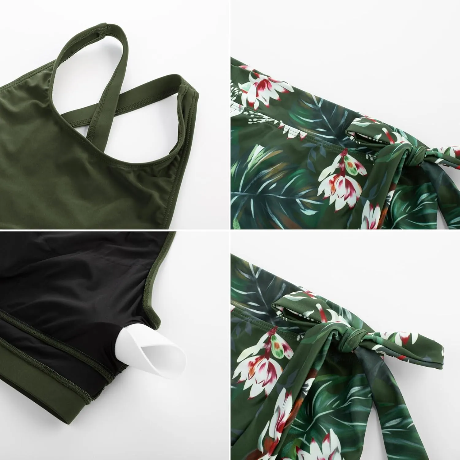 Hanna Nikole Women High Waisted Bikini Sets Two Piece Tummy Control Bikini Swimsuit with Tie Side Knot