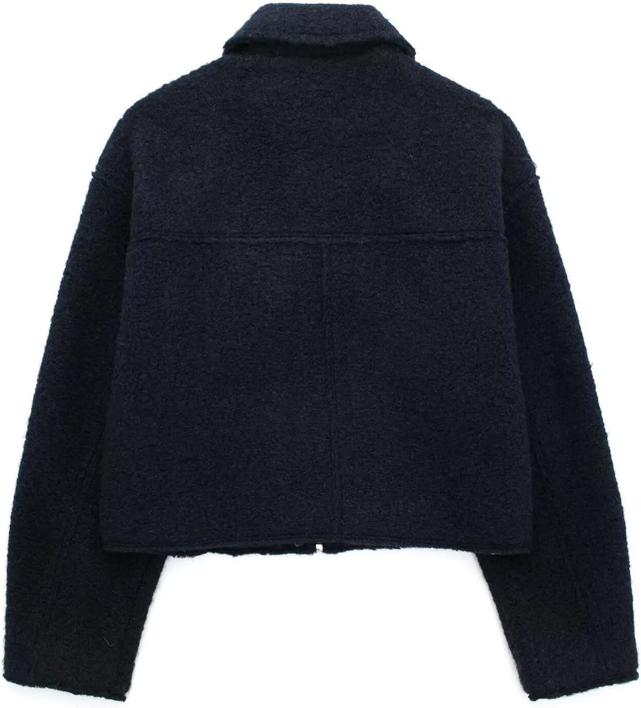 hathne Women's Wool Coat Casual Copped Bomber Jacket Zip Up Fall Shacket Coat Outerwear with Pockets