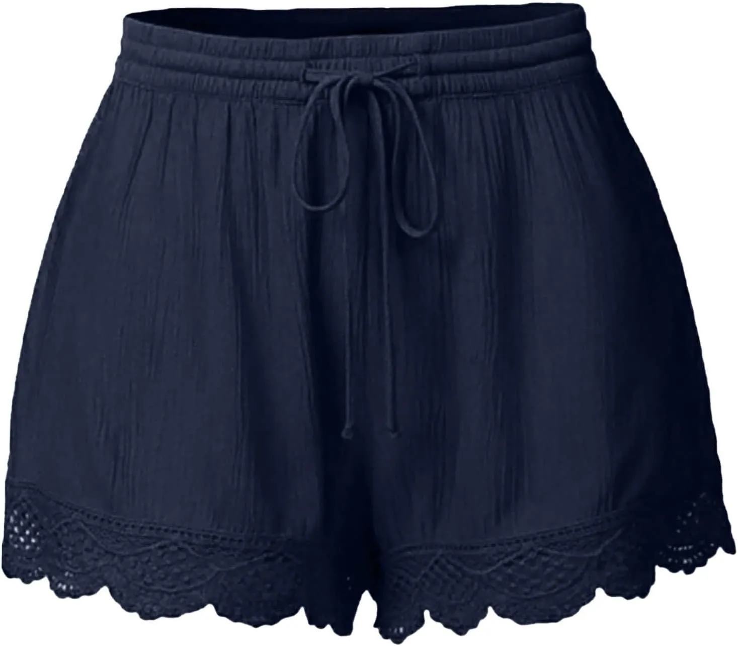 HAVUITYY Women Casual Shorts Summer Floral Lace Plus Size High Waist Drawstring Dressy Yoga Shorts Soft Trendy Beach Clothes