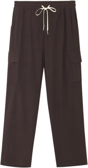 Heavyweight Corduroy Cargo Pants for Men Elastic Waisted Stretch Casual Sweatpants Wide Straight Leg Joggers with Pockets