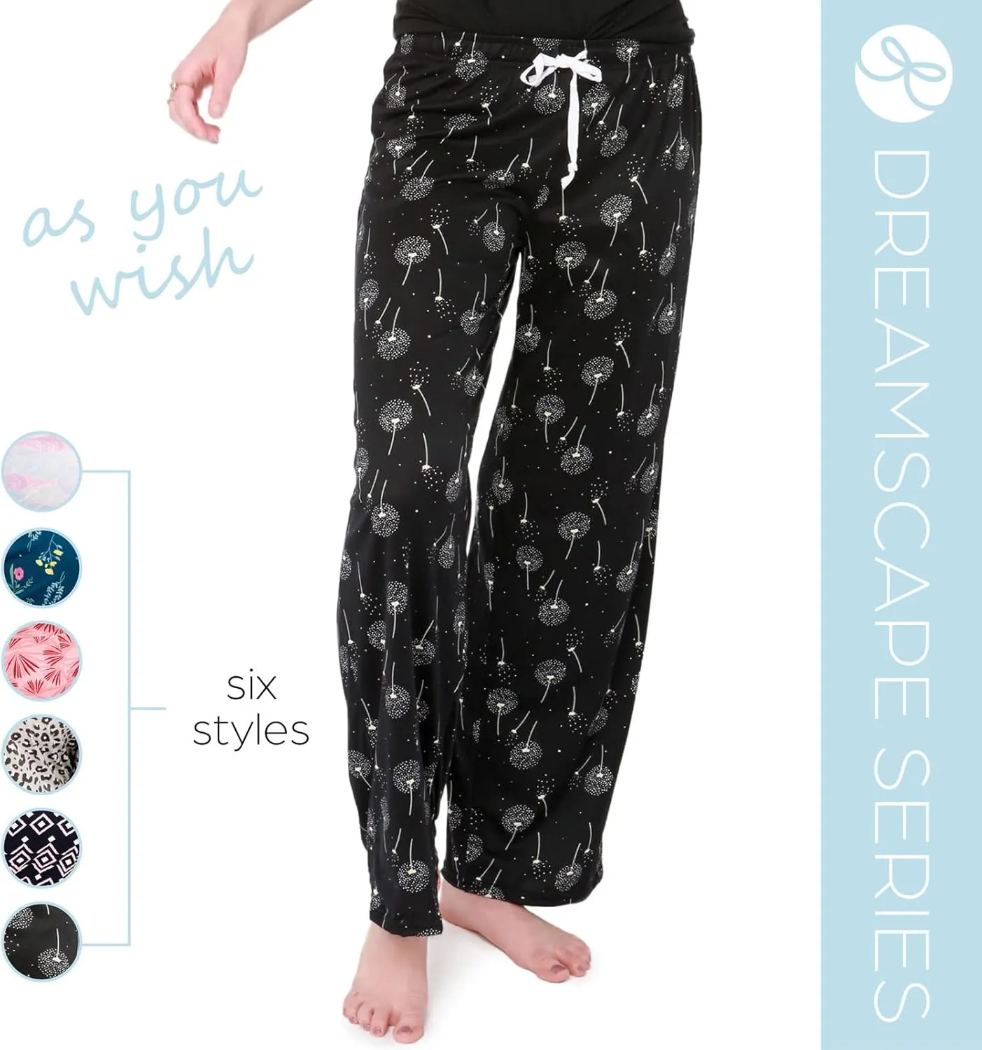 Hello Mello Signature Lounge Pants Womens Soft Pajama Bottoms Elastic Waistband Drawstring Tie