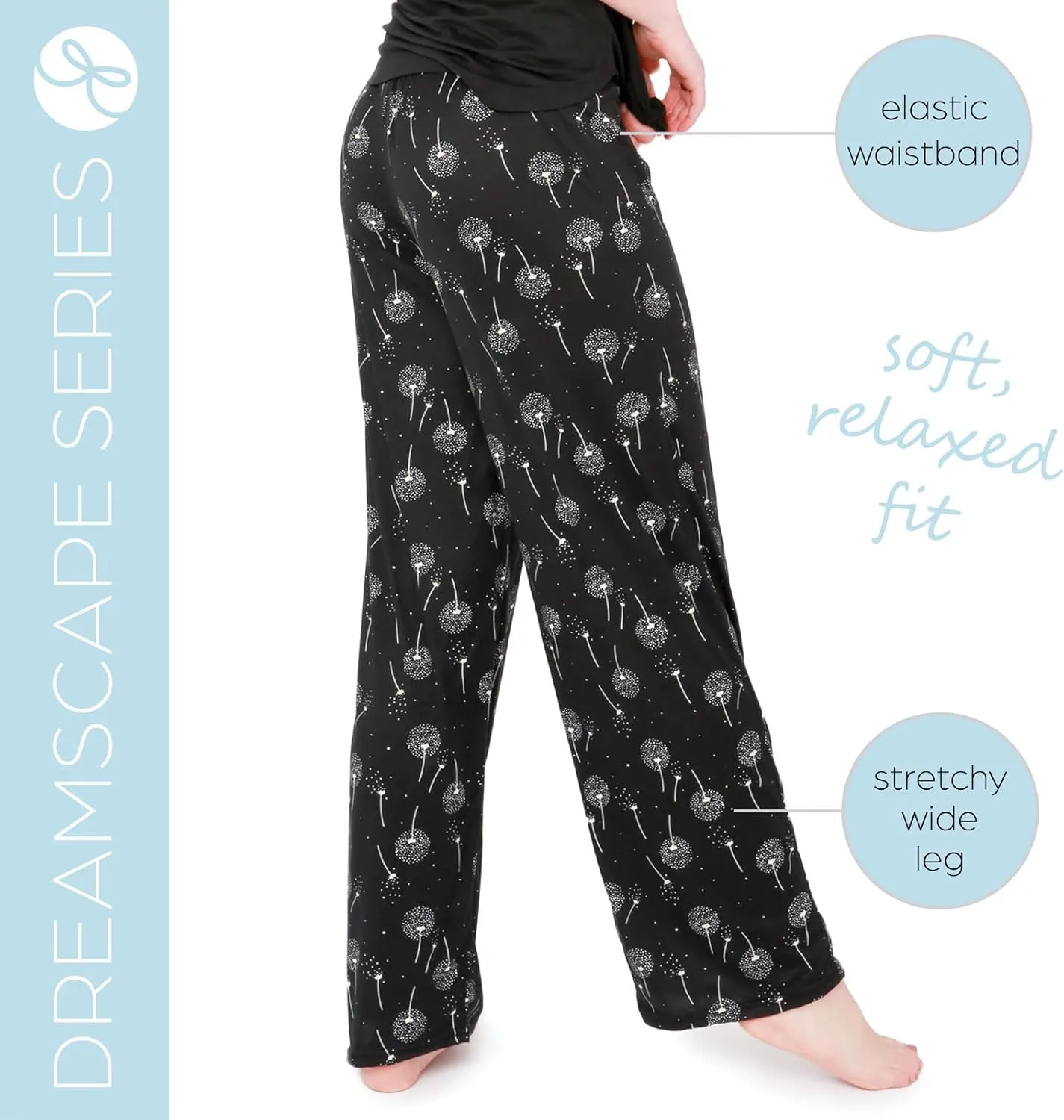 Hello Mello Signature Lounge Pants Womens Soft Pajama Bottoms Elastic Waistband Drawstring Tie