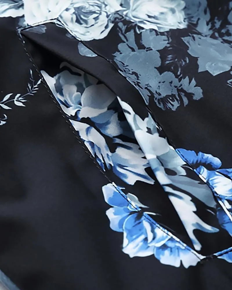 HENGAO Men's Stylish Floral Bomber Jacket