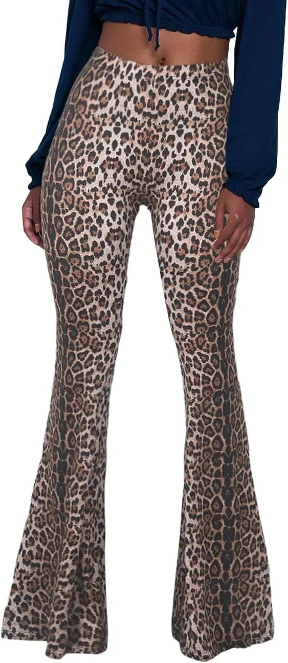 Herose Tall Ladies Soft Flared Leggings Pants Floor Length S-2XL
