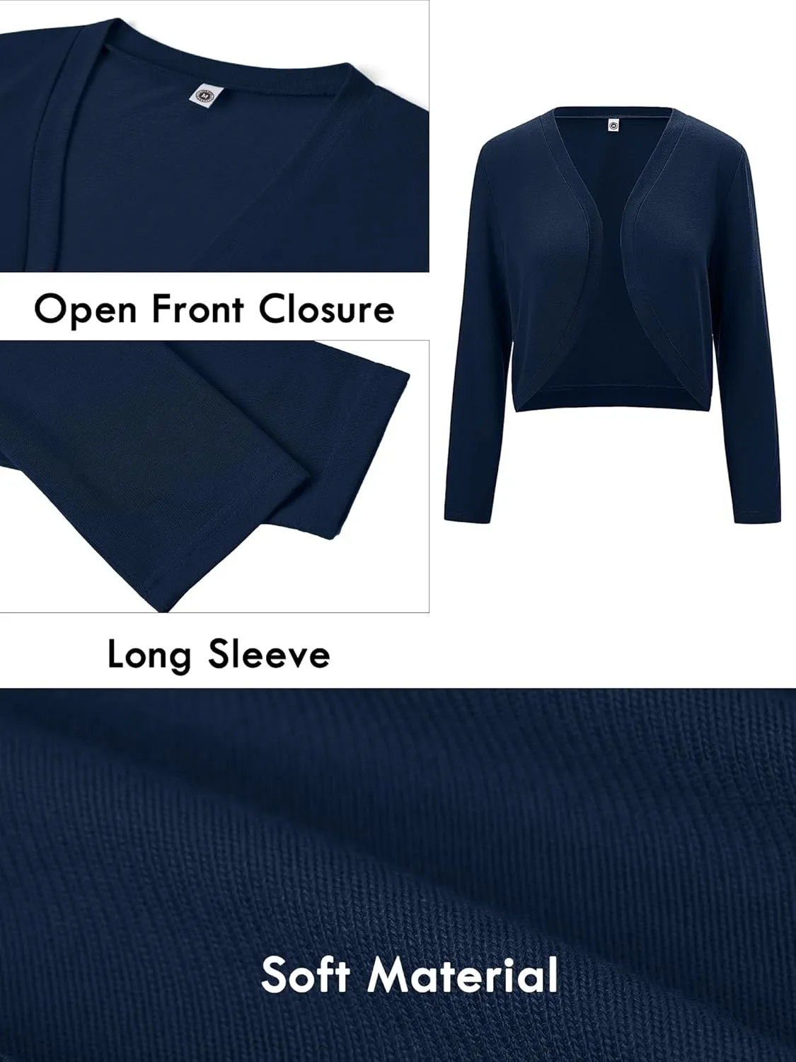Heymoments Women's Long Sleeve Thin Kintted Shrugs Sweaters Lightweight Cropped Tops Open Front Cardigan for Dress