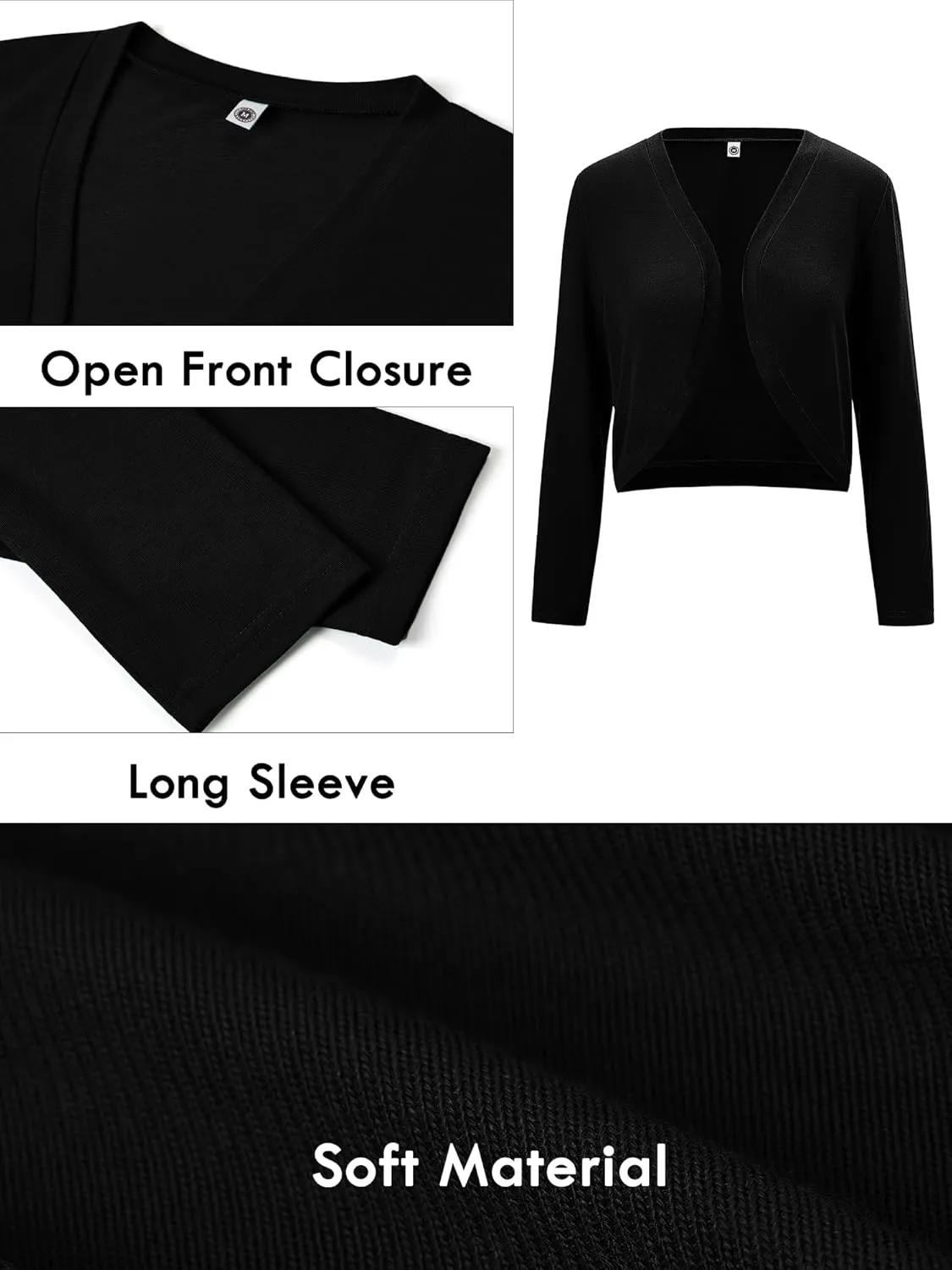 Heymoments Women's Long Sleeve Thin Kintted Shrugs Sweaters Lightweight Cropped Tops Open Front Cardigan for Dress