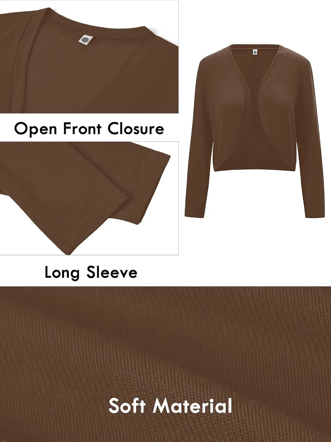 Heymoments Women's Long Sleeve Thin Kintted Shrugs Sweaters Lightweight Cropped Tops Open Front Cardigan for Dress