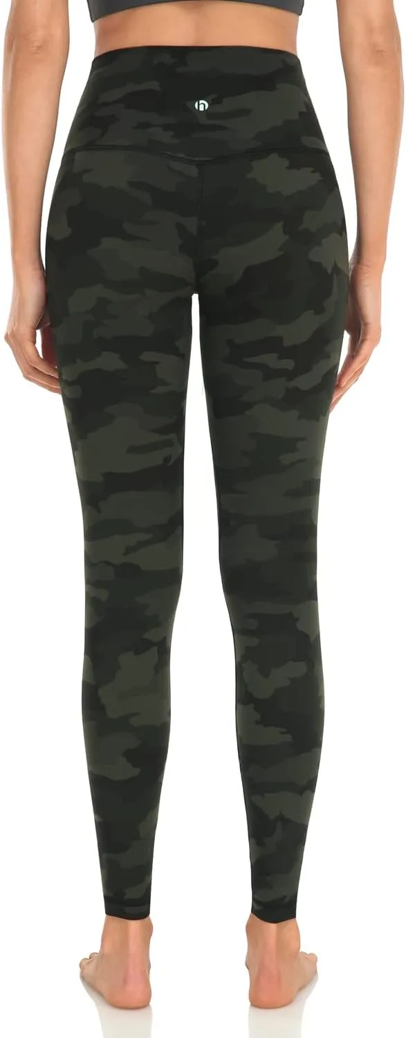 HeyNuts Essential Leggings, High Waisted Compression Workout Soft Pants Athletic Yoga Pants 28"