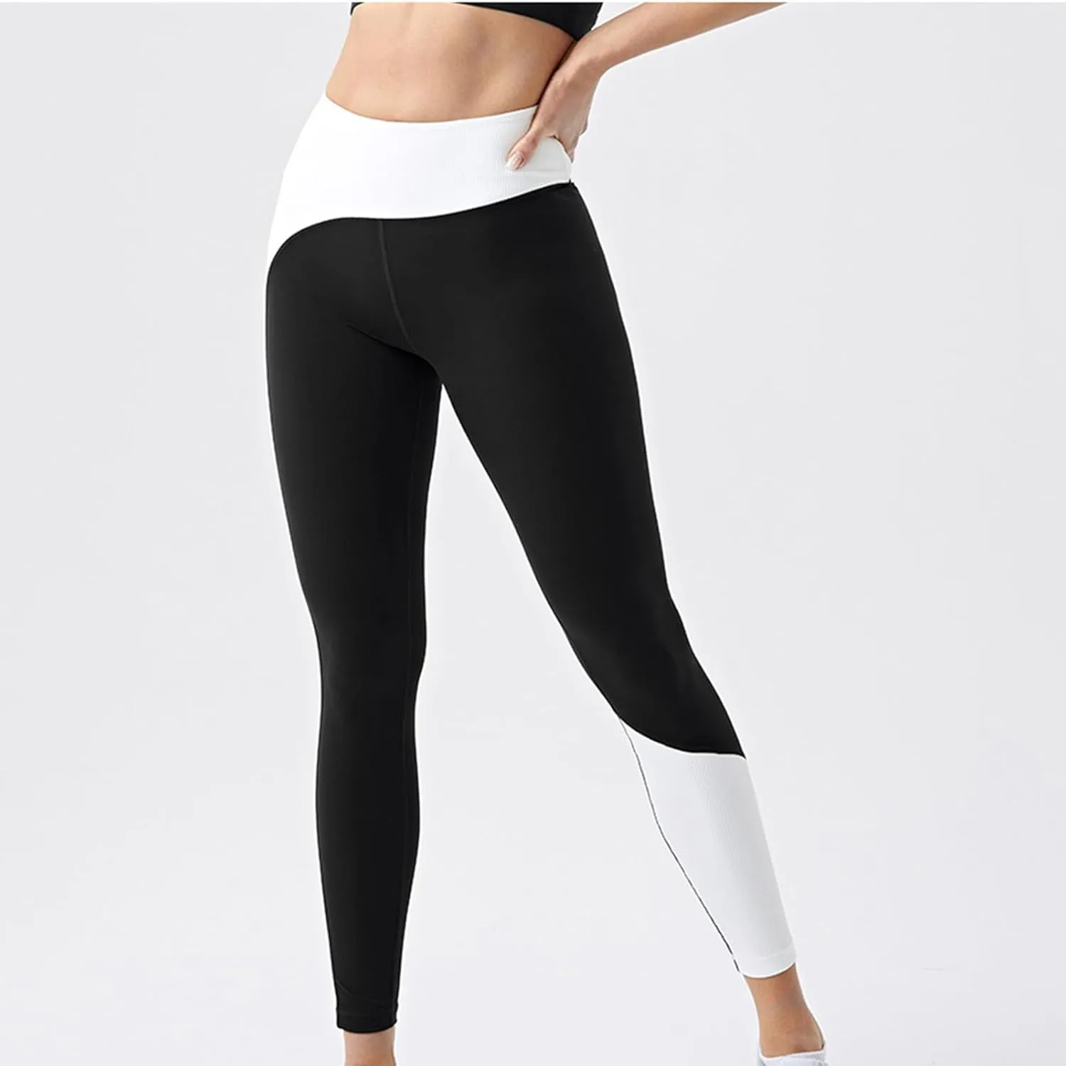 High Waisted Leggings forWomen Soft Tummy Control Gym Pants Workout Yoga Pants Sports Casual Color Block Trousers