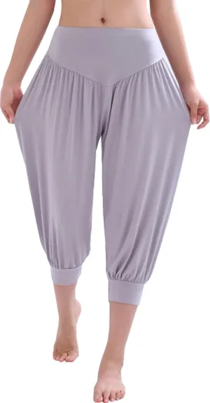 Hoerev Women Super Soft Modal Spandex Harem Yoga Pilates Capri Pants Lounge Pant
