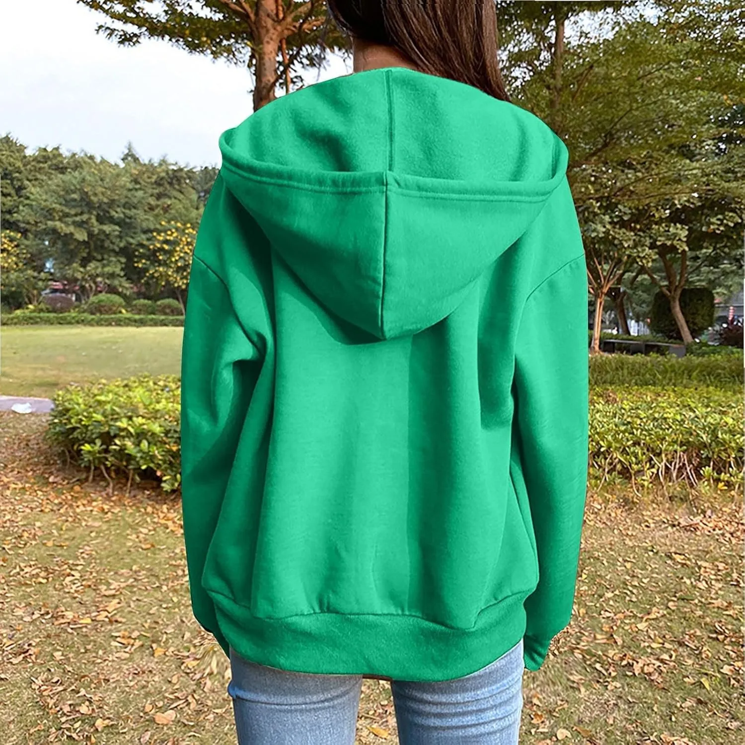 Hoodies for Women Zip up Lightweight Cute Hooded Sweatshirts Drawstring Casual Long Sleeve Jackets 2024 Fall Outfits