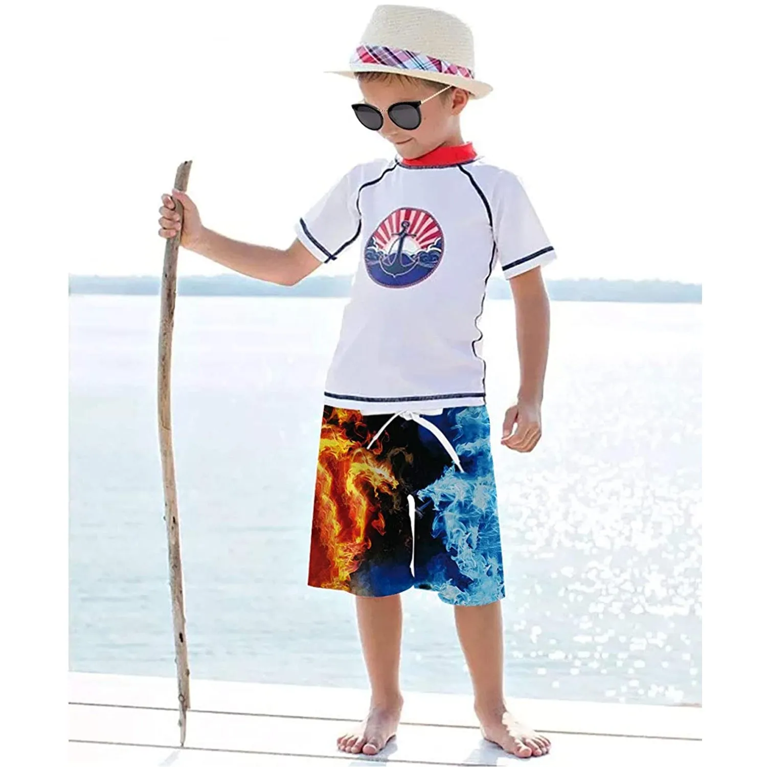Ice & Fire Dragon Funny Boy Swim Trunk
