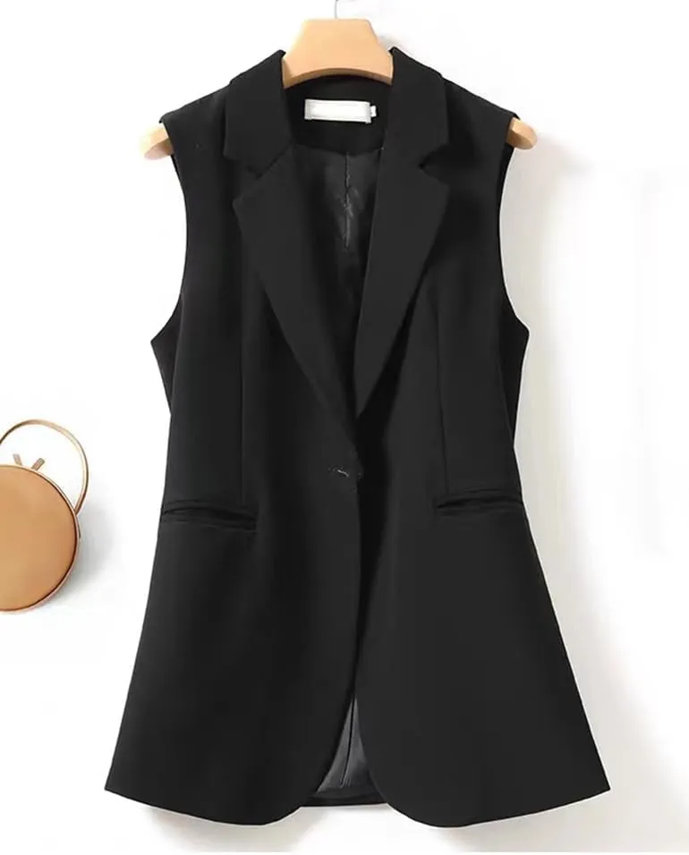 IDEALSANXUN Long Vest for Women Sleeveless Blazer Jackets Vest Tops