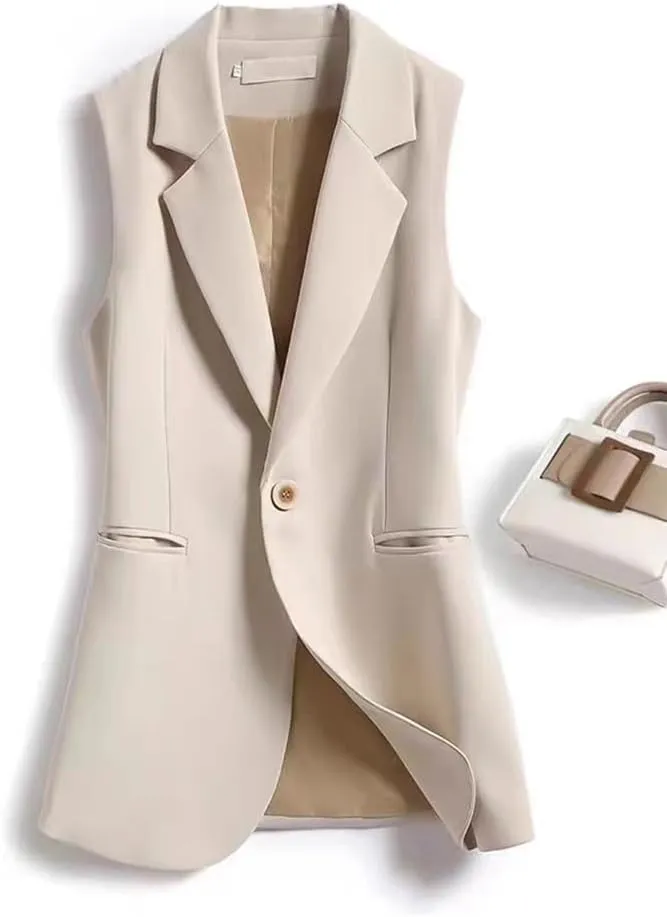 IDEALSANXUN Long Vest for Women Sleeveless Blazer Jackets Vest Tops