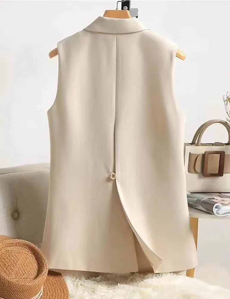 IDEALSANXUN Long Vest for Women Sleeveless Blazer Jackets Vest Tops