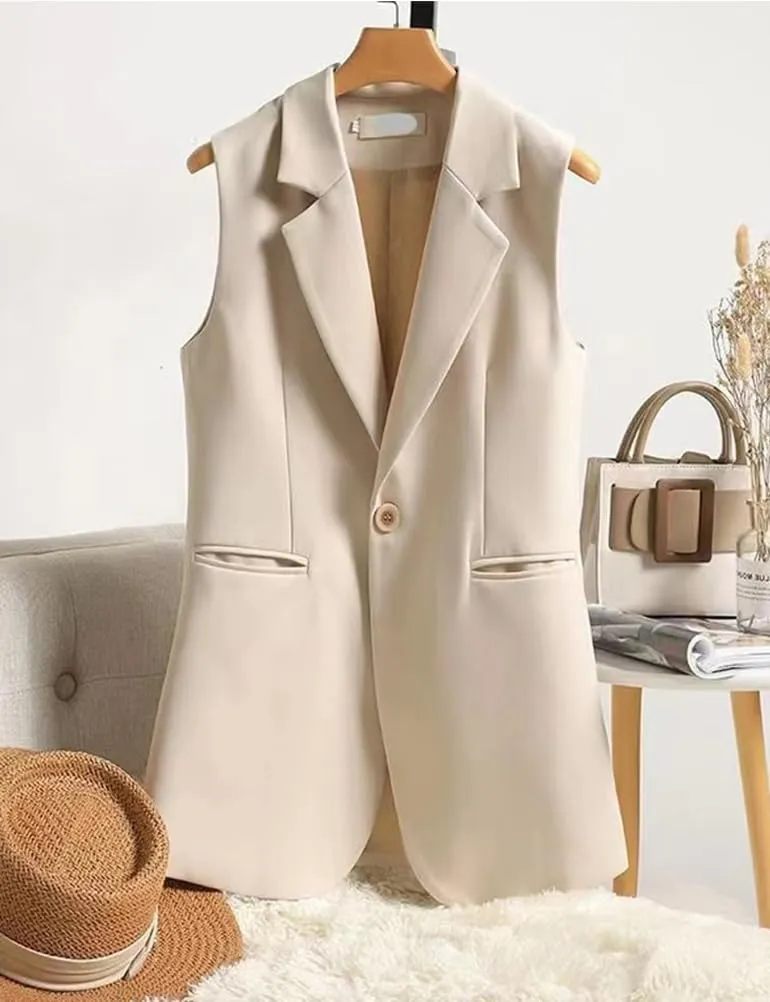 IDEALSANXUN Long Vest for Women Sleeveless Blazer Jackets Vest Tops
