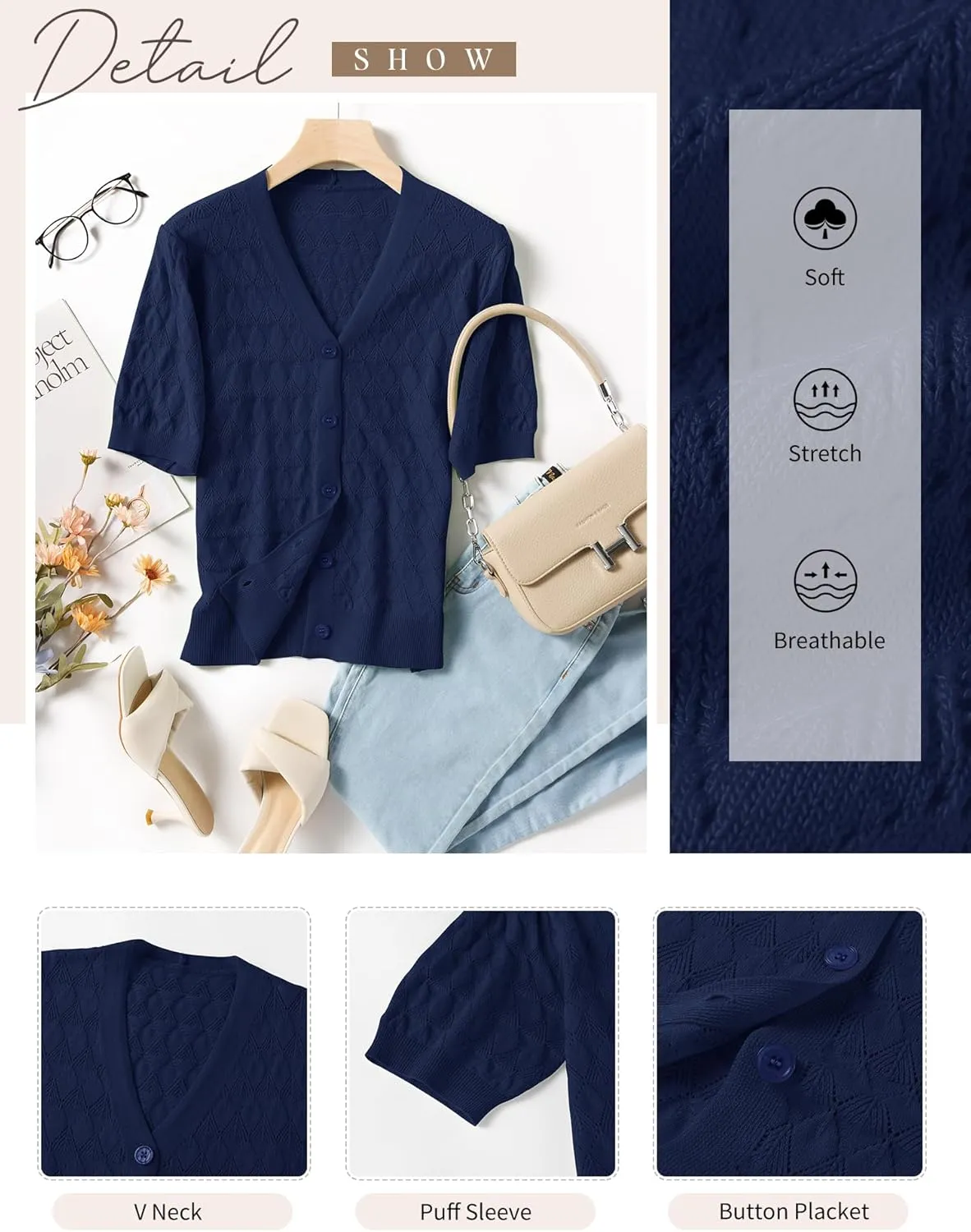 IECCP Cardigan Sweaters for Women Short Sleeve Lightweight Open Front Crochet Knit Shrugs 2025 Womens Fashion