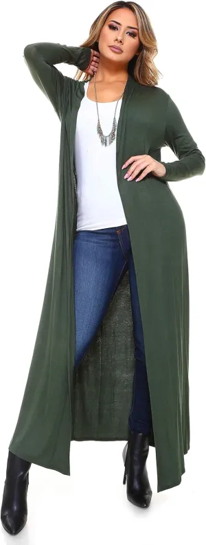 Isaac Liev Maxi Cardigan Duster Sweater  Women's Extra Long Open Front Full Length Lightweight Cardigans Dusters Sweaters