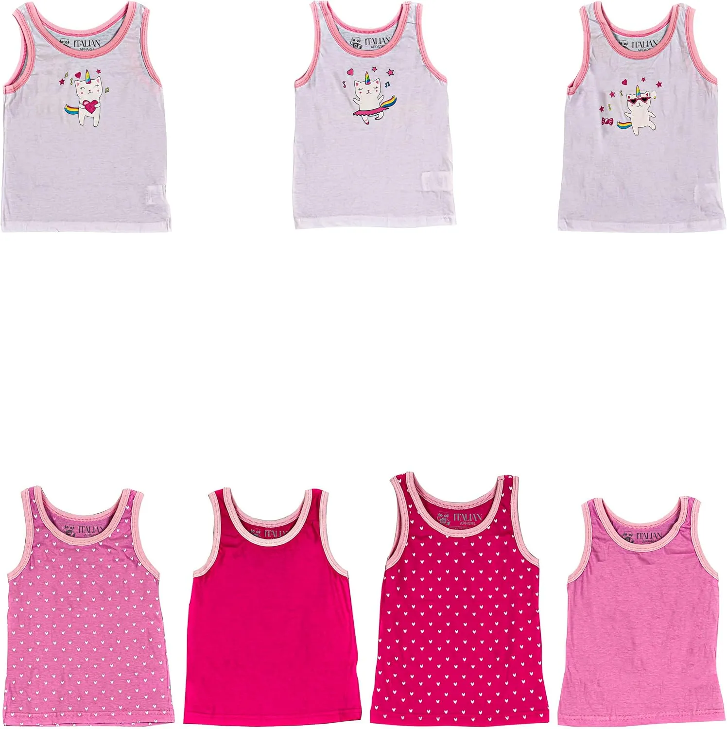 ITALIAN APPAREL - Toddler & Boys and Girls Shirts Tank TOP - 100% Cotton Imported Kids Uniforms Clothes Tshirts Underwear