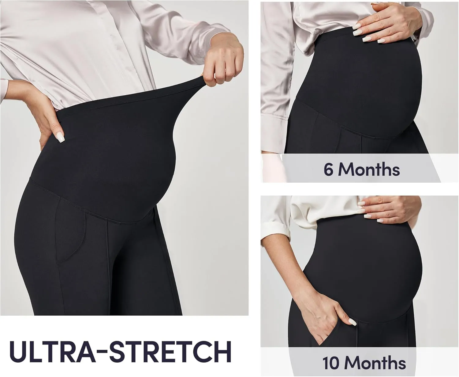 IUGA Soft Maternity Pants Over The Belly with Pockets Stretchy Maternity Clothes for Work Pregnancy Flare Maternity Leggings