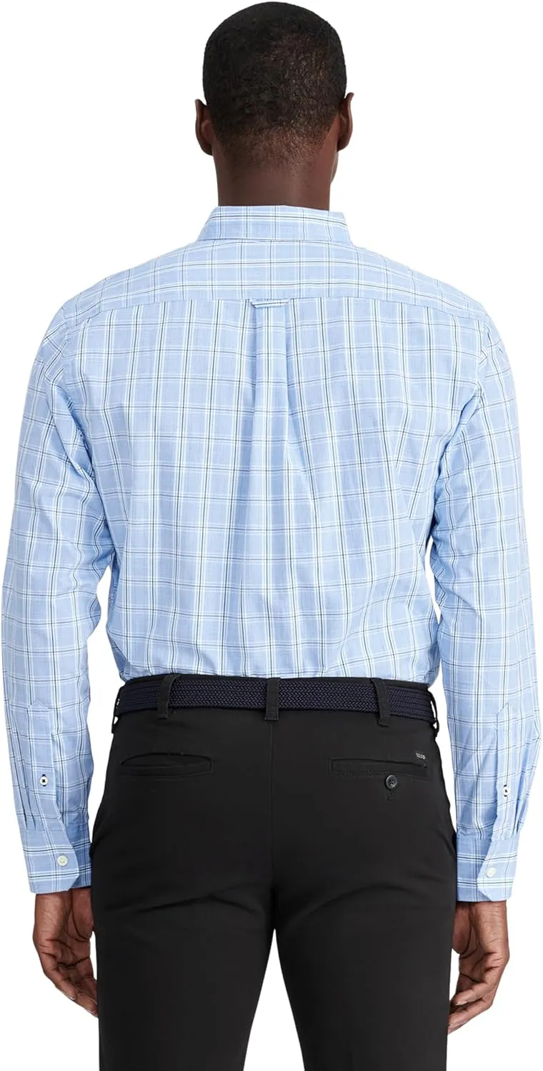 IZOD Men's Performance Comfort Long Sleeve Plaid Button Down