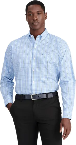 IZOD Men's Performance Comfort Long Sleeve Plaid Button Down