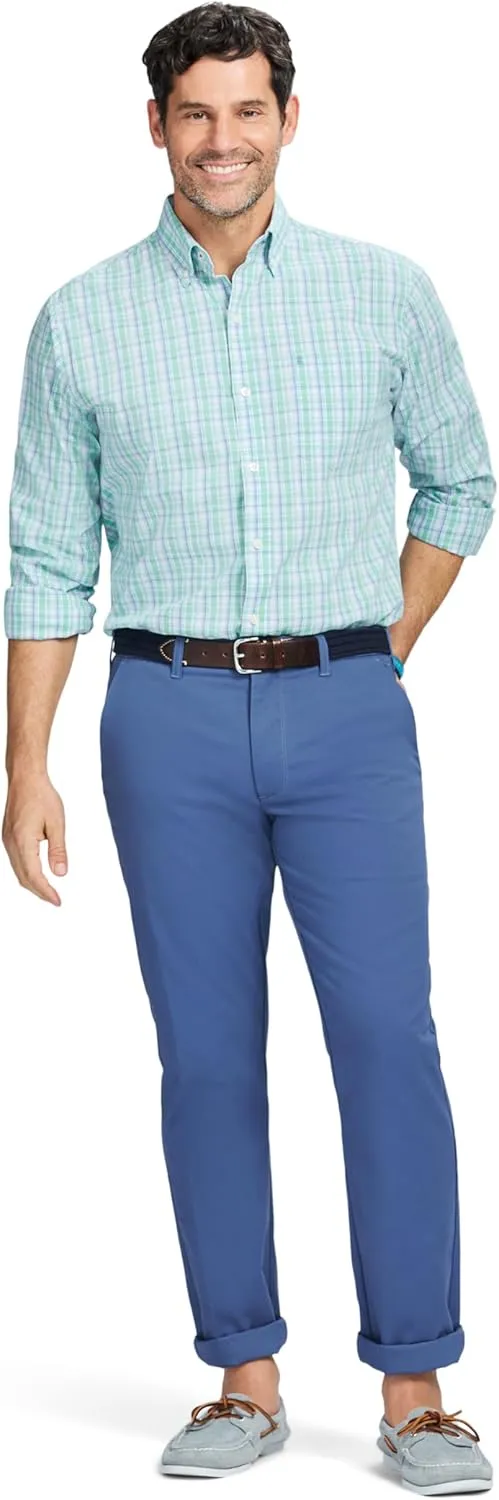 IZOD Men's Performance Comfort Long Sleeve Plaid Button Down
