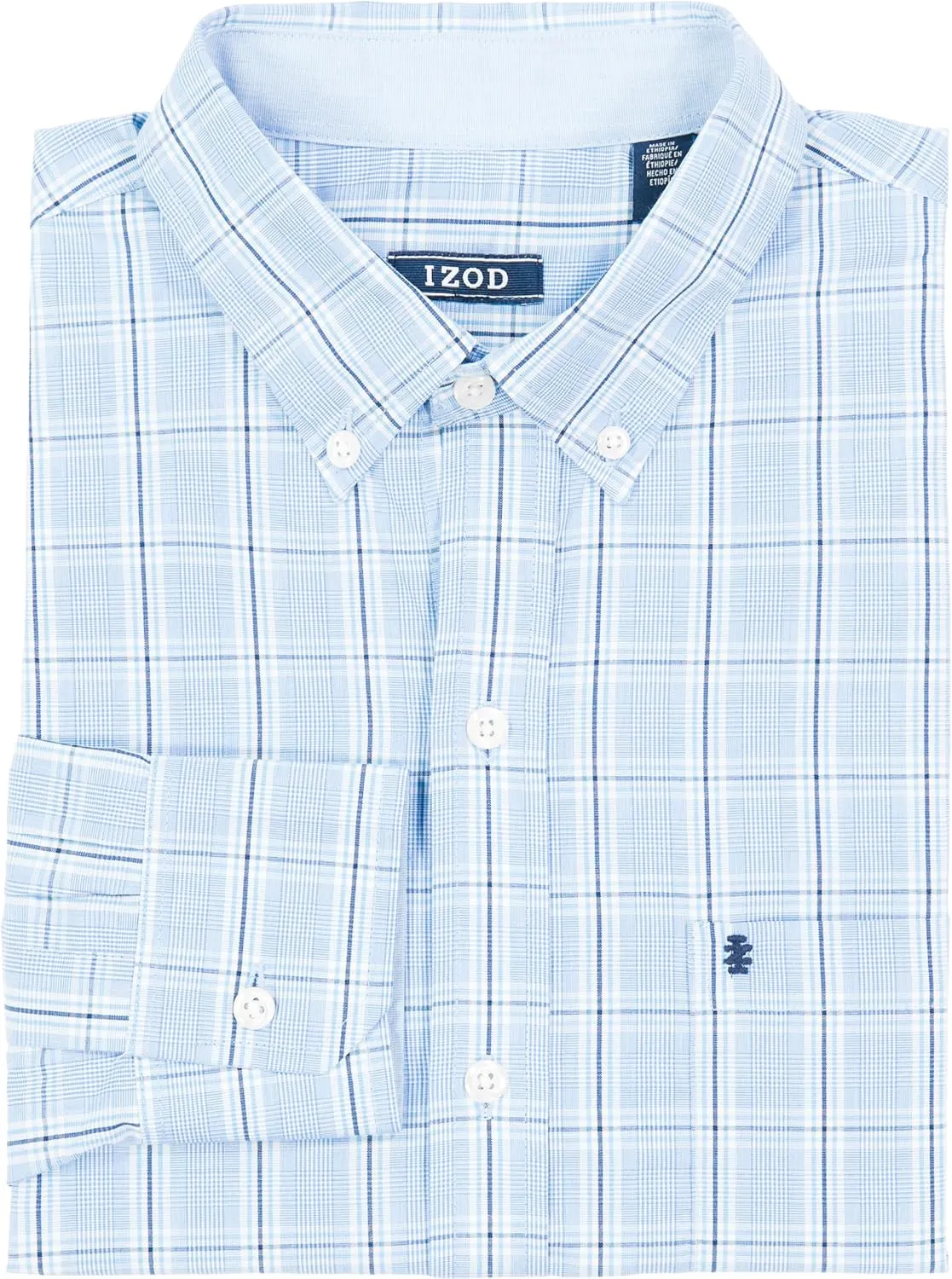 IZOD Men's Performance Comfort Long Sleeve Plaid Button Down