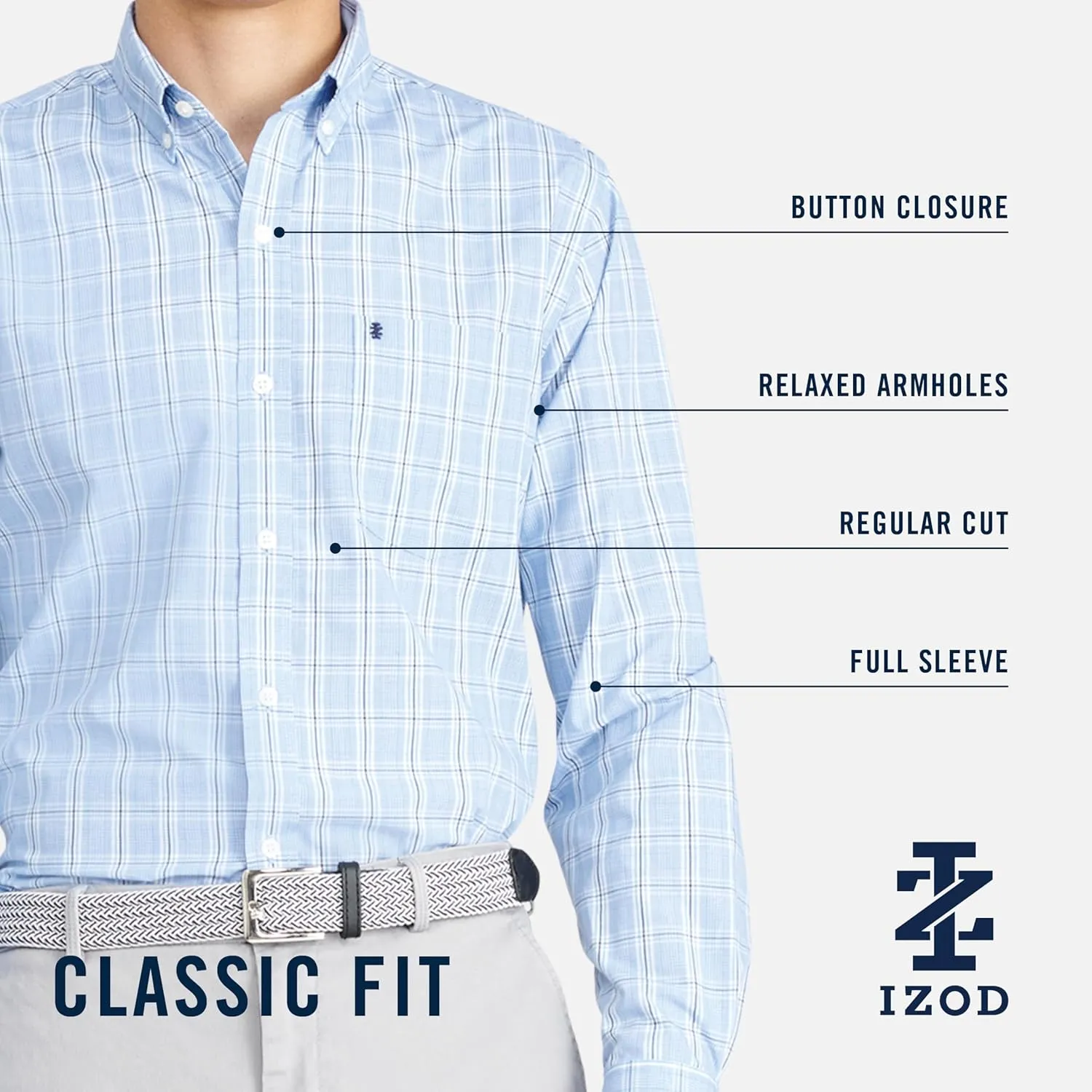 IZOD Men's Performance Comfort Long Sleeve Plaid Button Down