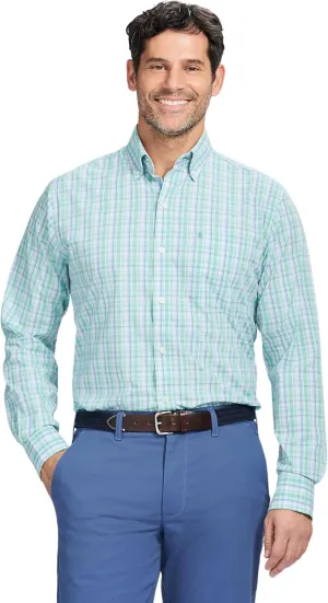 IZOD Men's Performance Comfort Long Sleeve Plaid Button Down