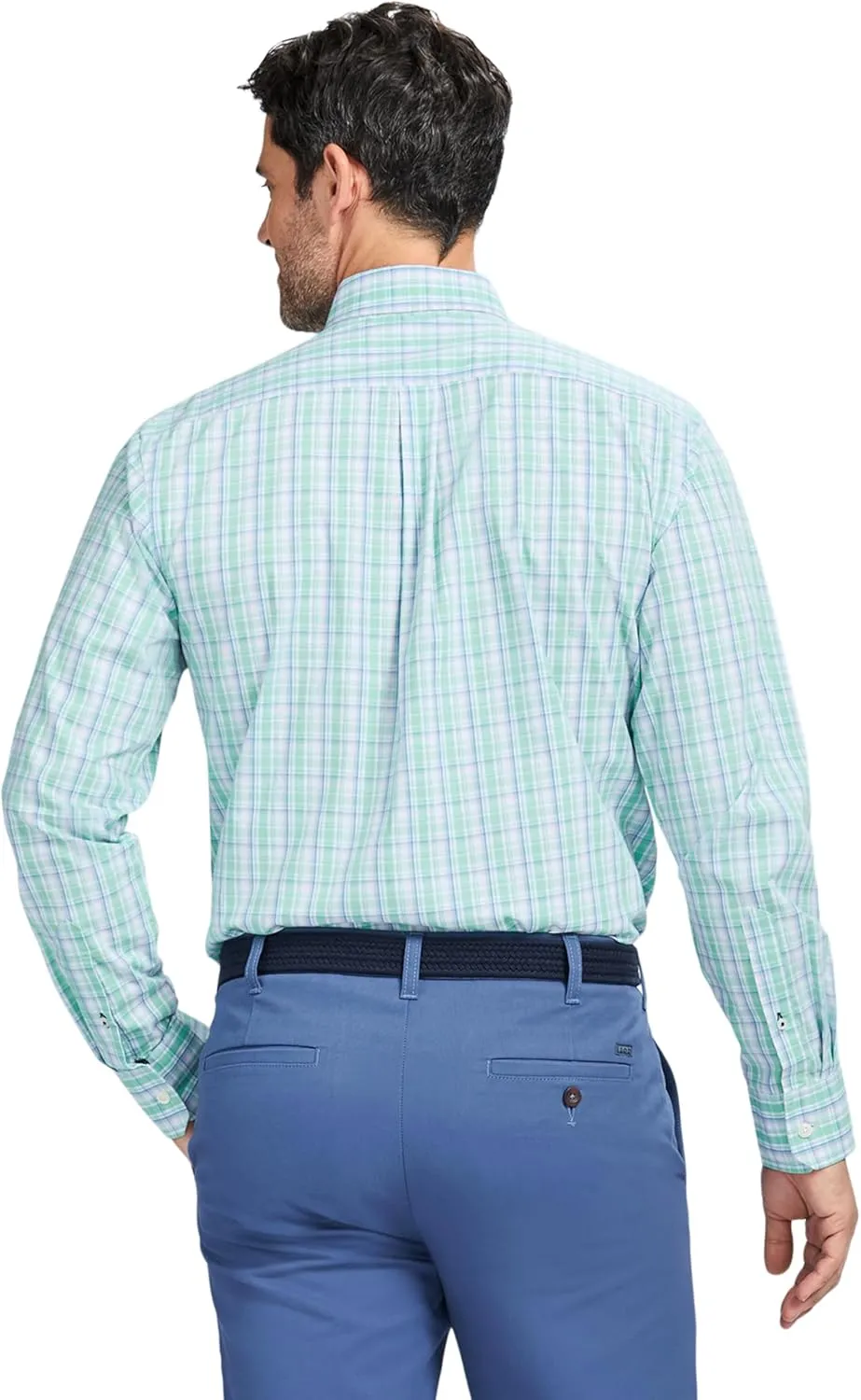 IZOD Men's Performance Comfort Long Sleeve Plaid Button Down