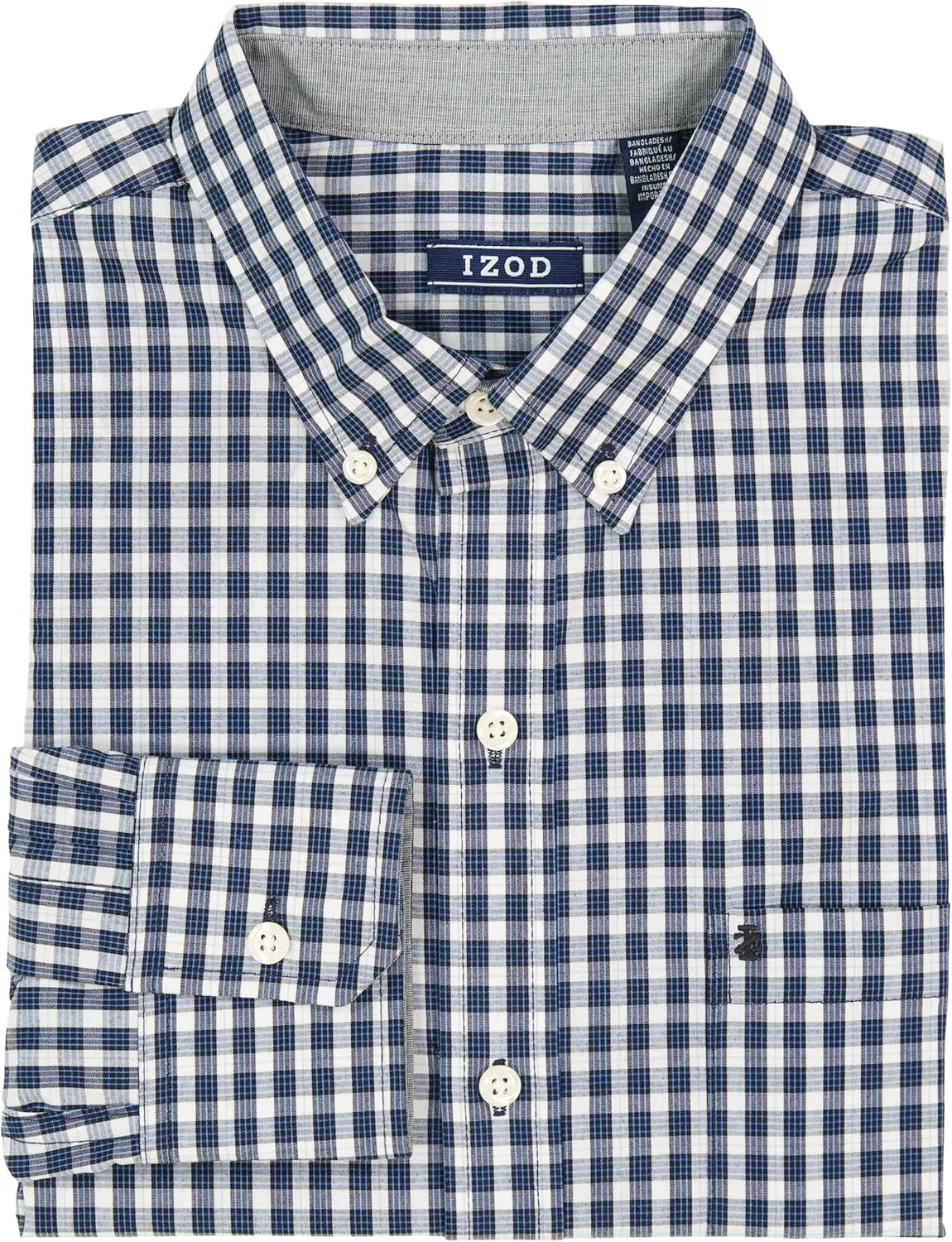 IZOD Men's Performance Comfort Long Sleeve Plaid Button Down