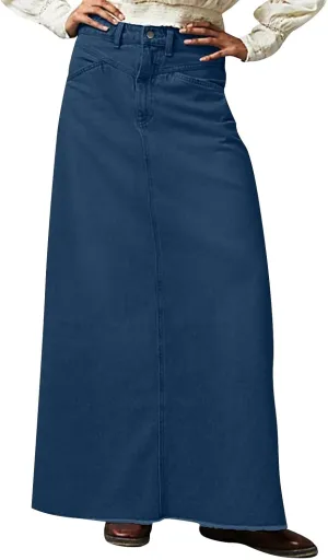 Jean Skirts for Women Denim Casual Y2k High Waisted Skirts Vintage Frayed Raw Hem Long Denim Skirt with Pockets