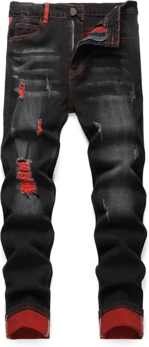 Jeans for Men Stretch Slim Fit Denim Comfort Flex Waist Colored Pants Strechy Regular Fit Tapered Leg