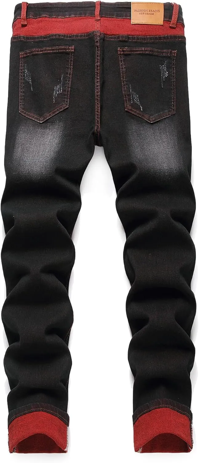 Jeans for Men Stretch Slim Fit Denim Comfort Flex Waist Colored Pants Strechy Regular Fit Tapered Leg