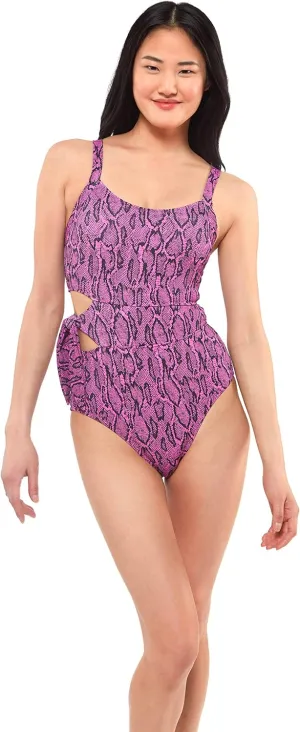 Jessica Simpson Womens Eyelet Cut-Out One-Piece Swimsuit
