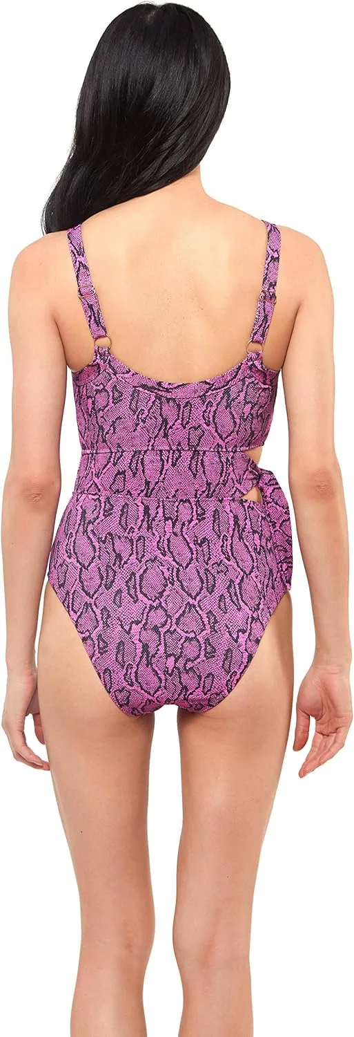 Jessica Simpson Womens Eyelet Cut-Out One-Piece Swimsuit