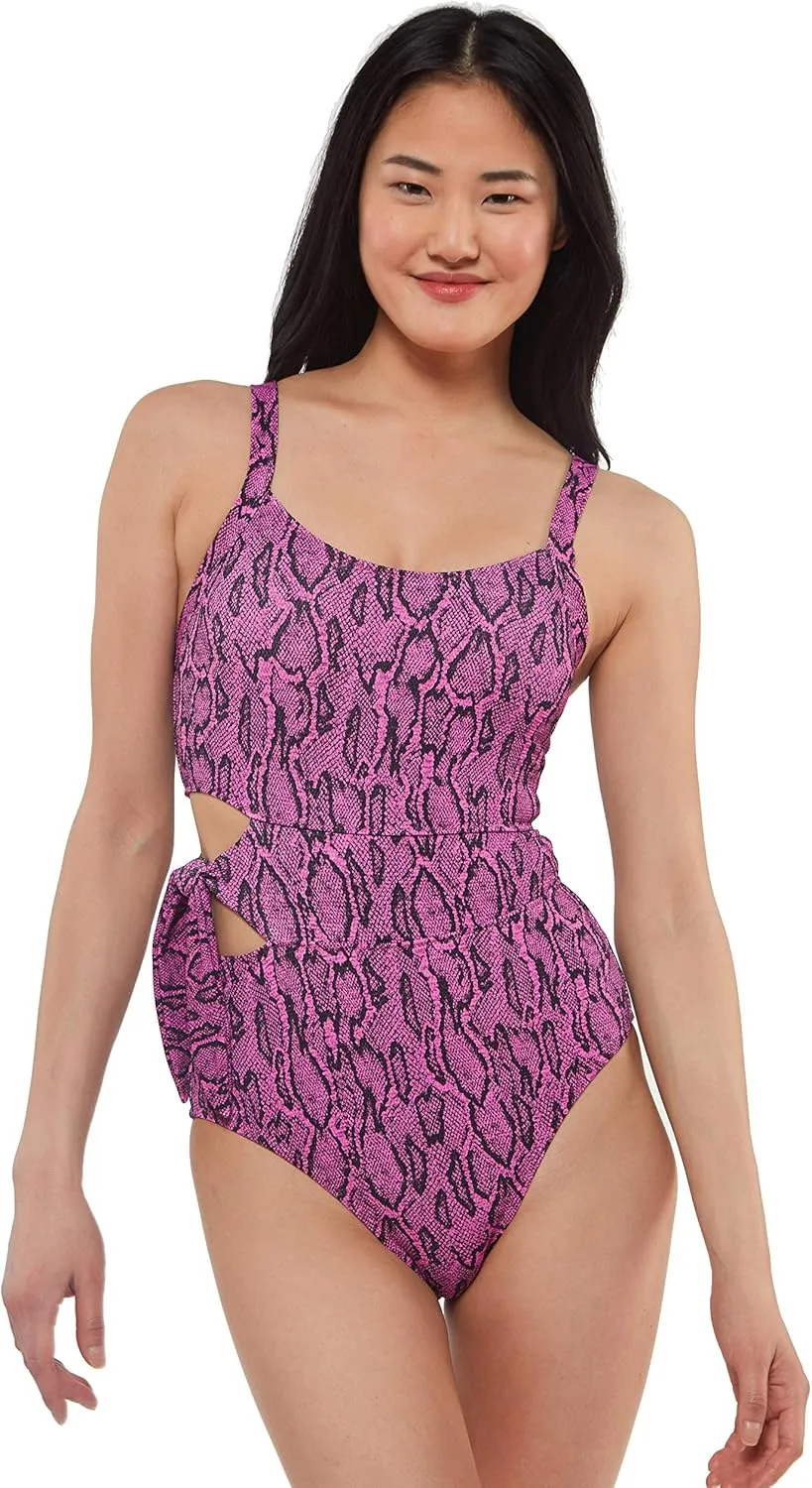 Jessica Simpson Womens Eyelet Cut-Out One-Piece Swimsuit